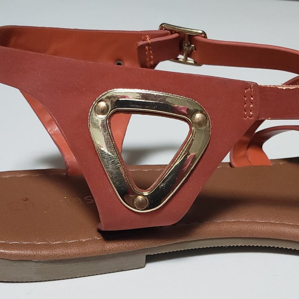 City Classied Burnt Orange Sandals with Gold Embellishment - Picture 3 of 12